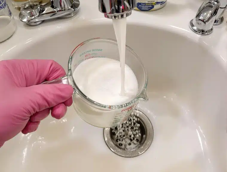 cleaning clogged drains with baking soda