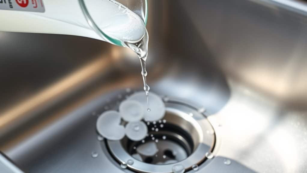 pouring the vinegar solution