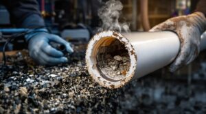 komplexe Rohrverstopfung behoben