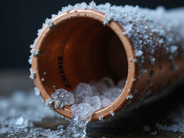 Gefrorenes Wasser verursacht Rohrversagen